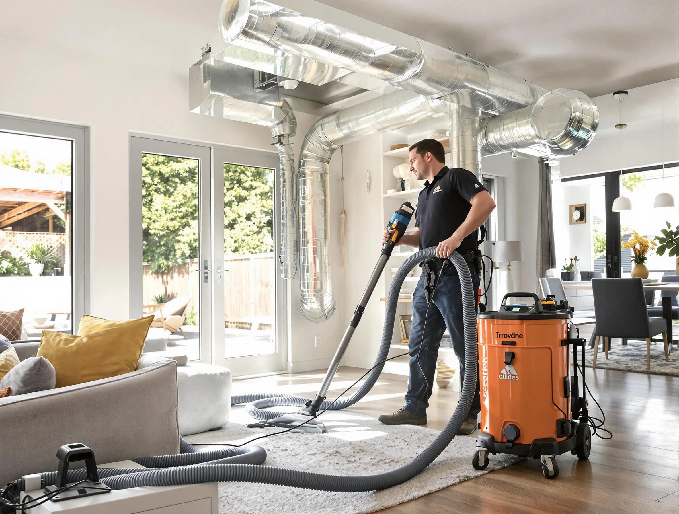 Riverdale Air Duct Cleaning specialist performing thorough residential duct cleaning using advanced equipment in Riverdale